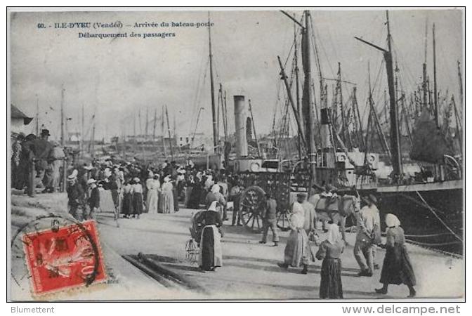 CPA Vendée Circulé Ile D'Yeu Bateau Postal Poste - Ile D'Yeu