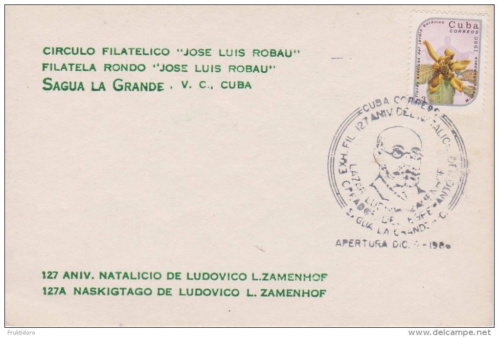 Cuba - Special Cancellation 1986 - 127 Anniversary Birthday Zamenhof - First Day Cancellation - Kubo 127 Naskigxtago Zam - Brieven En Documenten