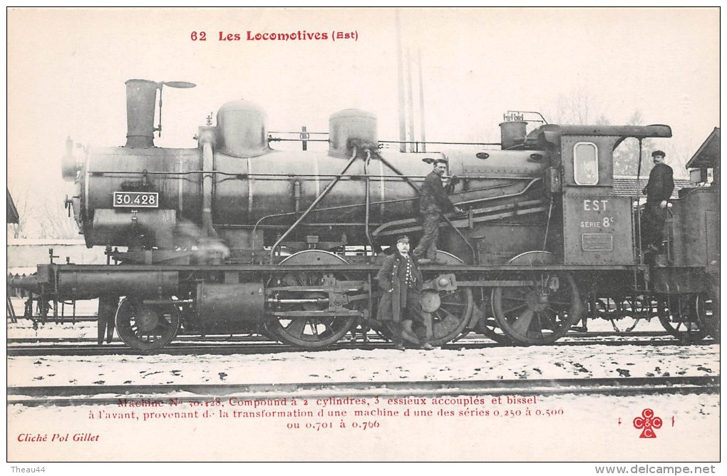 ¤¤  -  62   -  Les Locomotives   -  Machines N° 30.428 Du Réseau EST à 3 Essieux Accouplés  -  Collection FLEURY  -  ¤¤ - Treni