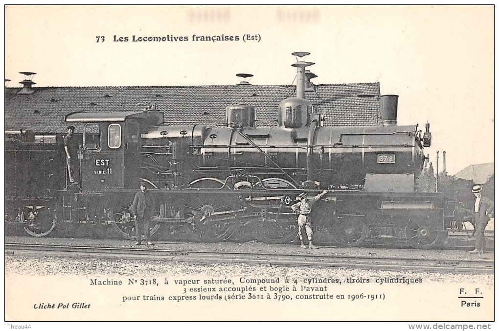 ¤¤  -  73   -  Les Locomotives   -  Machine N° 3718 à Vapeur Saturé  -  Collection FLEURY  - - Trains