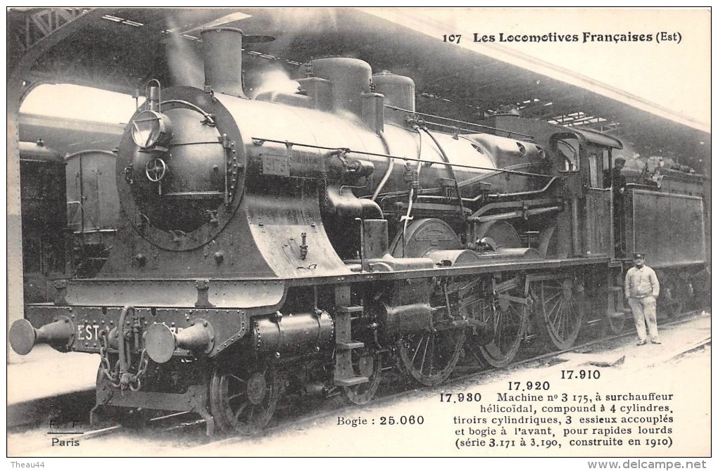 ¤¤  -  107   -  Les Locomotives   -  Machine N° 3175 à Surchauffeur Hélicoïdal   -  Collection FLEURY  - - Trains