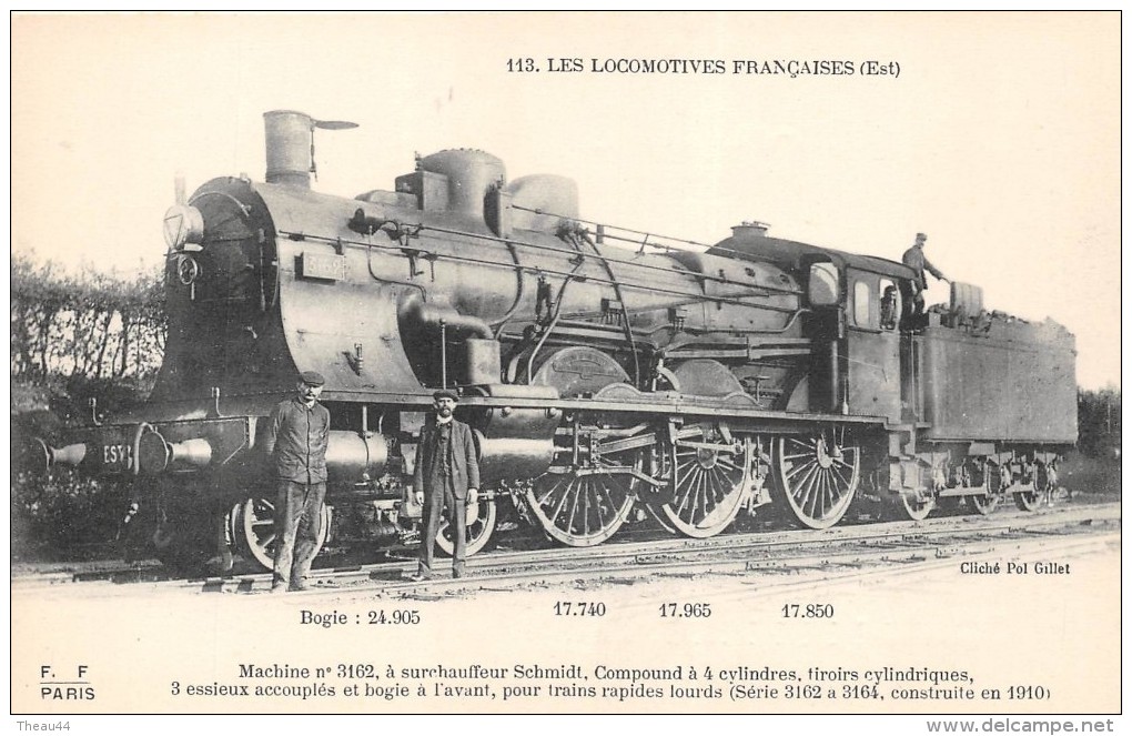 ¤¤  -  113   -  Les Locomotives   -  Machine N° 3162 à Surchauffeur Schmidt   -  Collection FLEURY  - - Trains