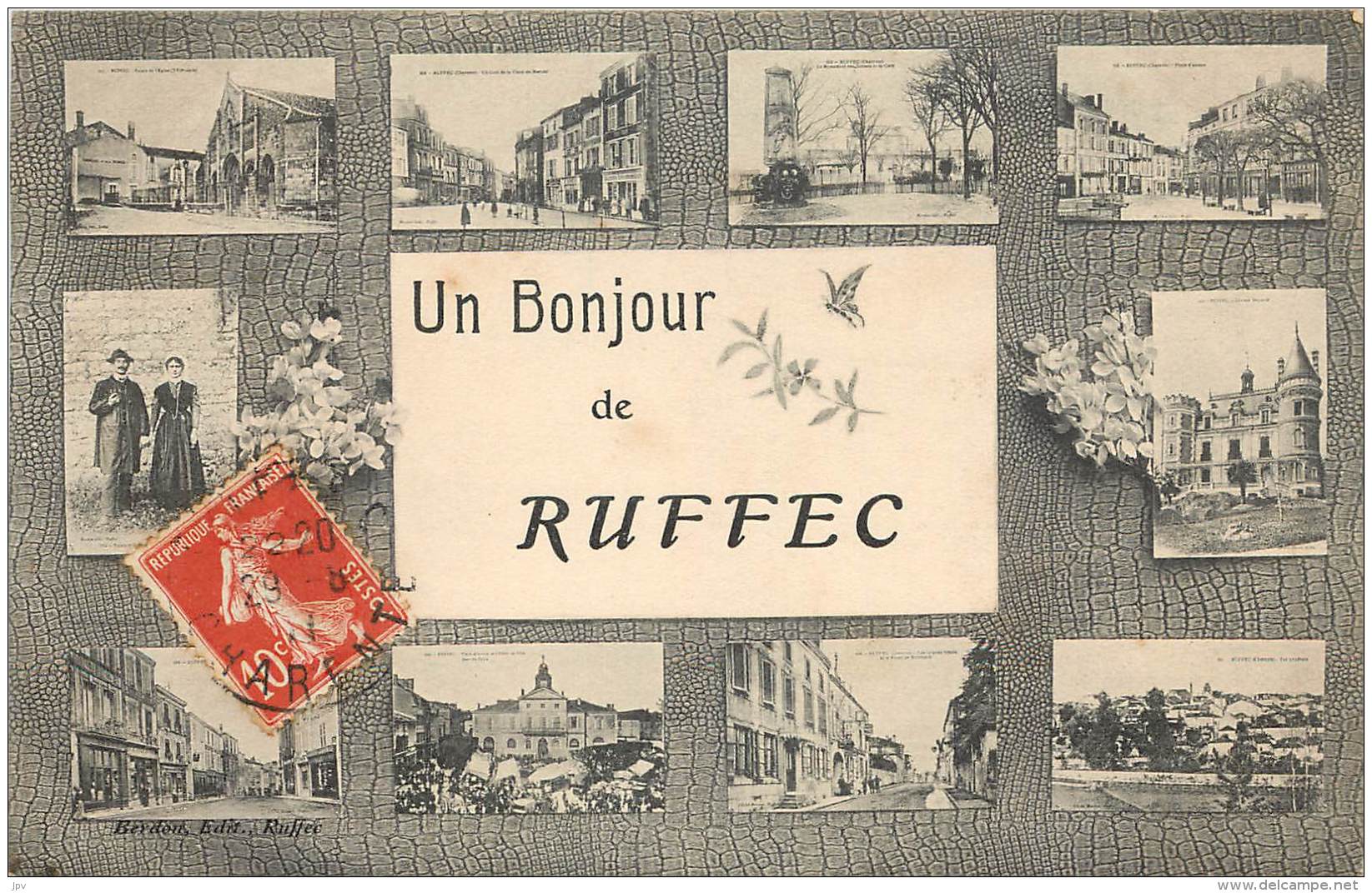 CARTE POSTALE : RUFFEC . UN BONJOUR . - Ruffec