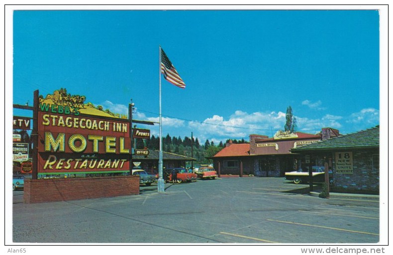 Vancouver Washington, Stagecoach Inn Motel And Restaurant, Auto, C1950s Vintage Postcard - Vancouver