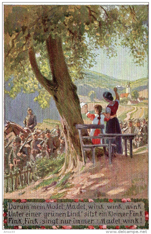 3994. CPA ALLEMAGNE ILLUSTRATEUR. FEMMES SALUANT LES SOLDATS - 1900-1949