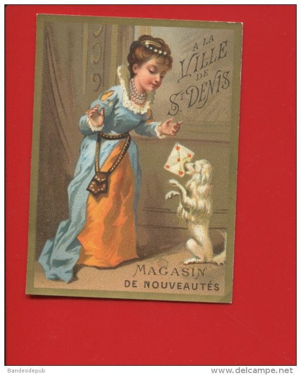 Paris Ville Saint Denis Jolie Chromo Imprimerie Dupuy Et Fils Princesse Chien Message - Otros & Sin Clasificación