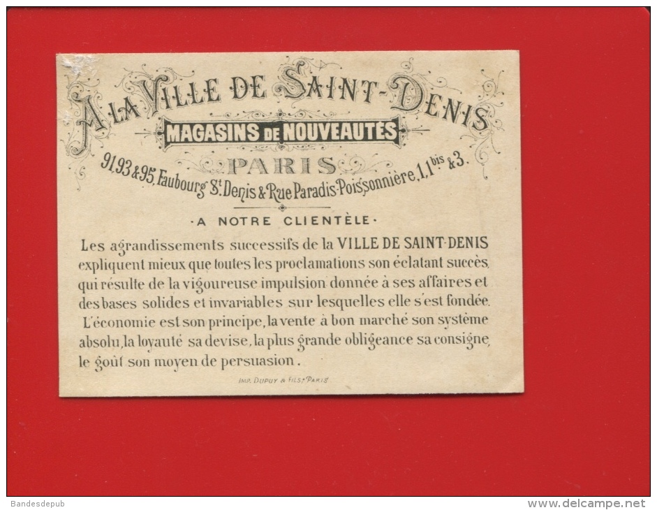 Paris Ville Saint Denis Jolie Chromo Imprimerie Dupuy Et Fils Princesse Chien Message - Otros & Sin Clasificación