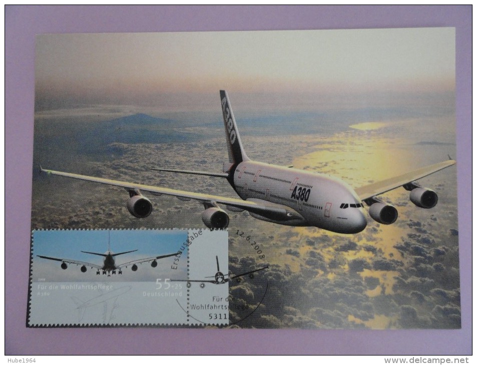 CARTE MAXIMUM CARD AIRBUS A 380 AVEC OPJ ALLEMAGNE - Airplanes