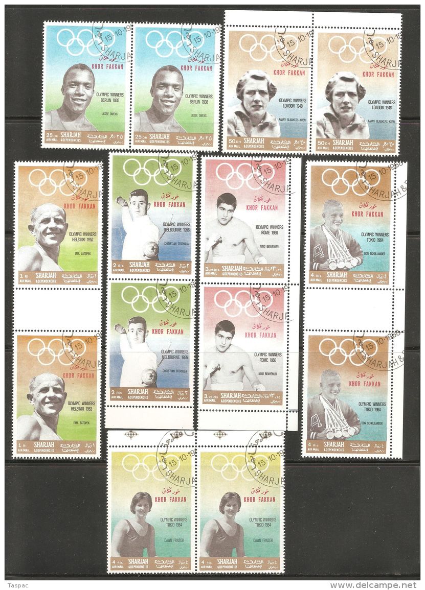 Khor Fakkan 1969 Mi# 219-225 Used - Set In Pairs - Gold Medallists / Summer Olympic Games - Khor Fakkan