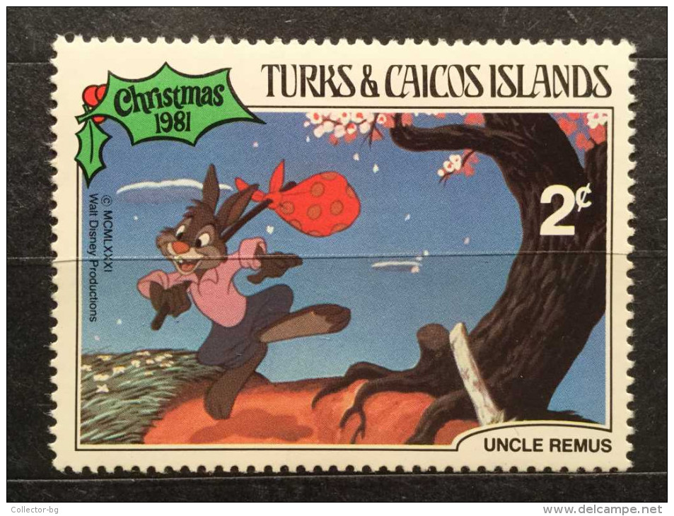 NEW/UNUSED/MINT RARE WALT DISNEY 1981 2 CENT TURKS&CALCOS ISLAND UNCLE REMUS STAMP - Disney