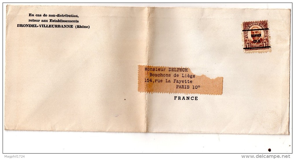 Lettre Etats-unis Pour  La  France  ( 1905  -  1920 ) - 1901-20