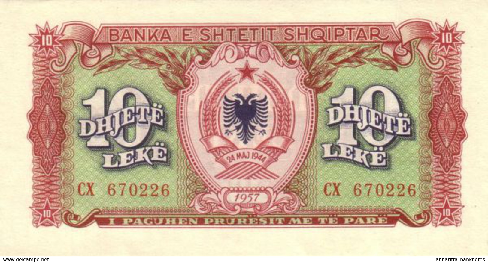 ALBANIA 10 LEKË 1957 P-28 UNC  [AL213b] - Albanien