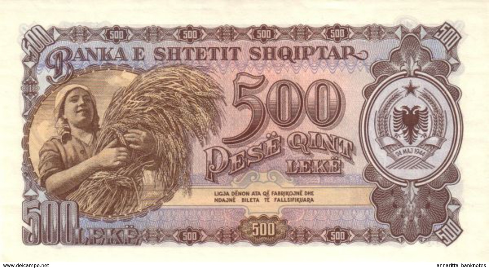 ALBANIA 500 LEKË 1957 P-31 UNC [AL216b] - Albanien