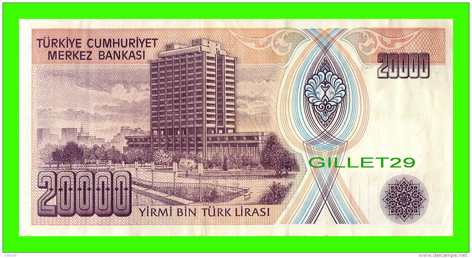 TURQUIS - TURKIYE CUMHURIYET MERKEZ BANKASI - YIRMI BIN, 1970  No G 37794990 - YIRMI BIN TURK LIRASI - - Turquie