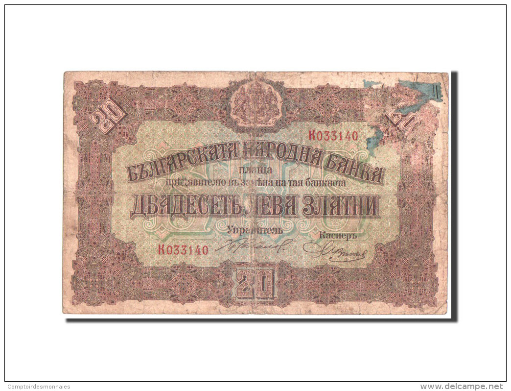 Bulgarie, 20 Leva Zlatni, 1917, KM:23a - Bulgaria