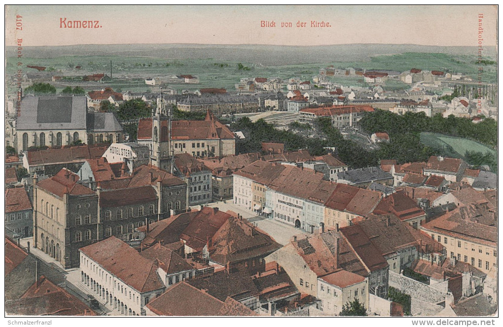 AK Marktplatz Kamenz Markt Blick Von Der Kirche Rathaus Bahnhof Hotel Stern ? Bei Königsbrück Bernsdorf Hoyerswerda - Kamenz