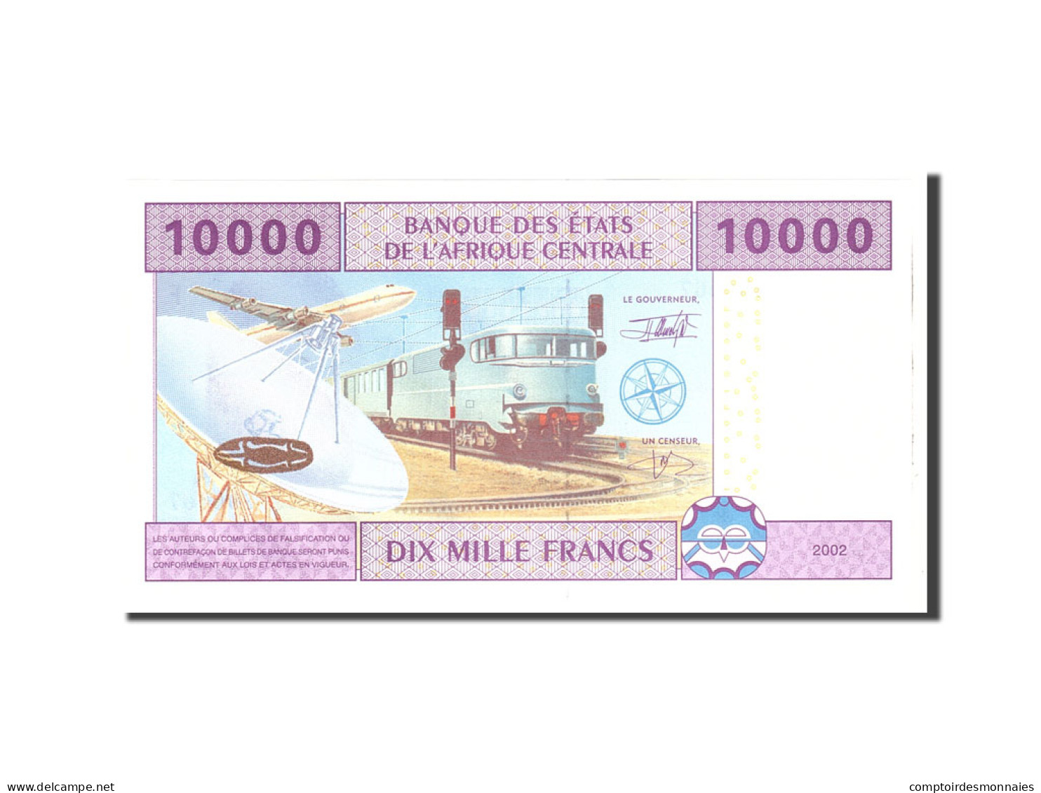 Billet, États De L'Afrique Centrale, 10,000 Francs, 2002, Undated, KM:510Fa - Zentralafrik. Rep.