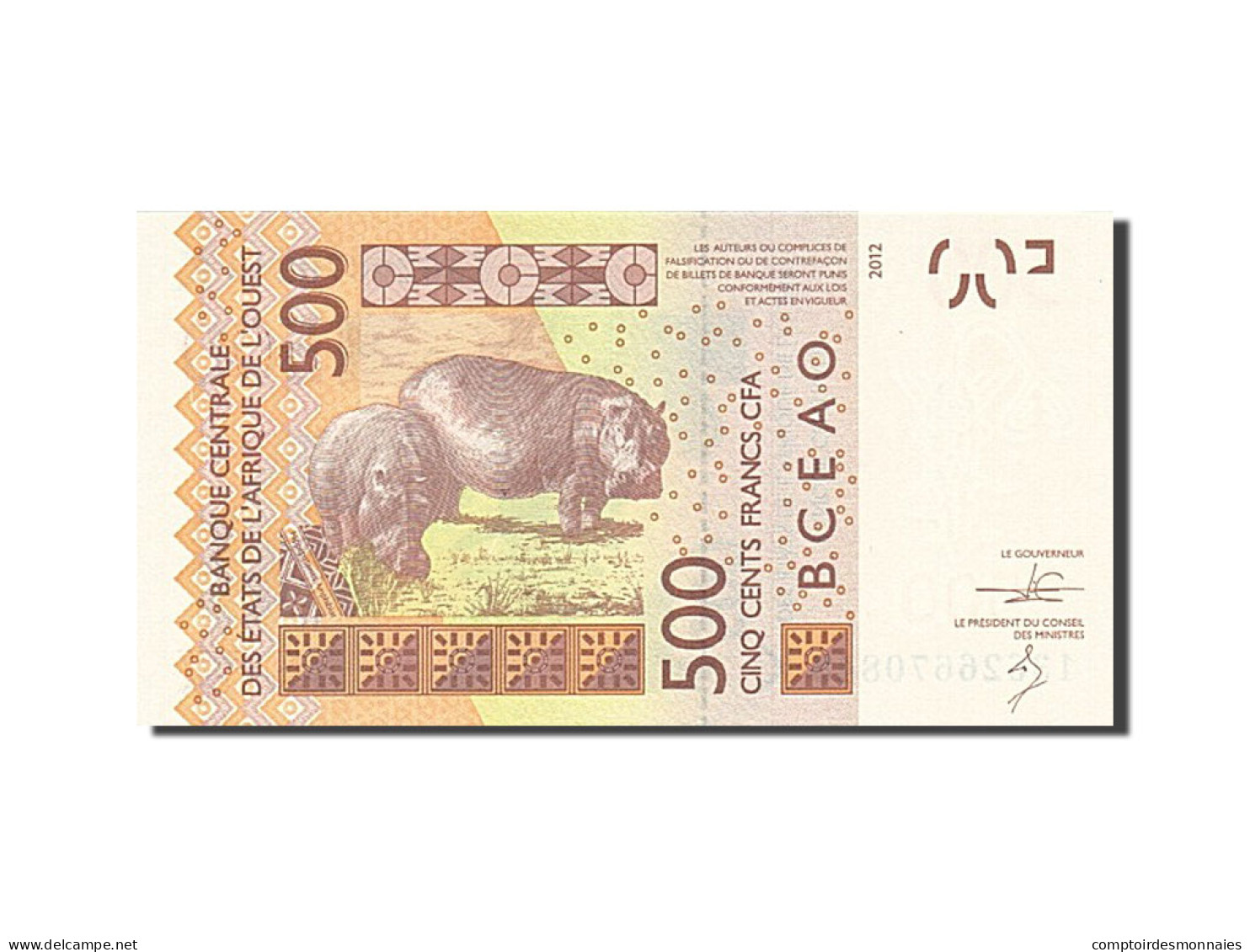 Billet, West African States, 500 Francs, 2012, 2012, NEUF - États D'Afrique De L'Ouest