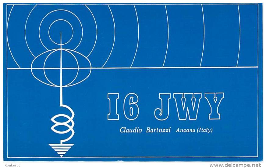 Amateur Radio QSL Card - I6JWY - Ancona, Italy - 1977 - 2 Scans - Radio Amateur