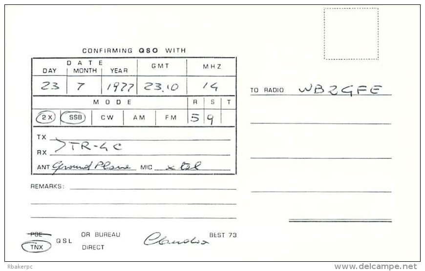 Amateur Radio QSL Card - I6JWY - Ancona, Italy - 1977 - 2 Scans - Radio Amateur