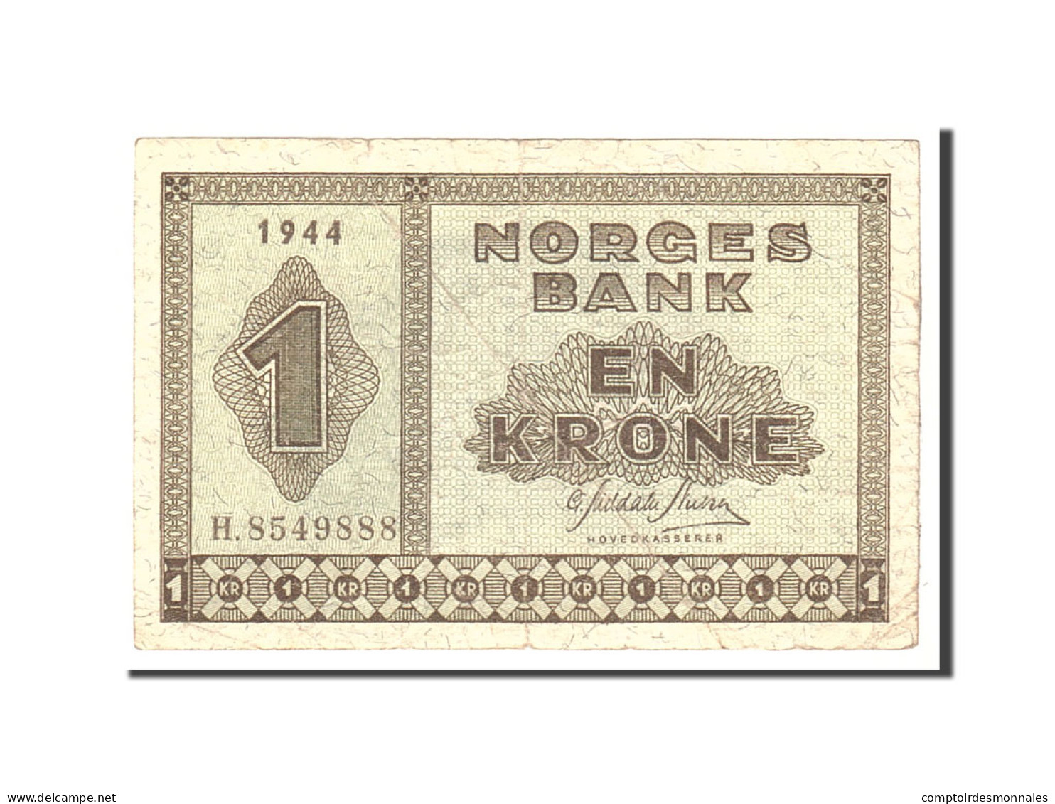 Billet, Norvège, 1 Krone, 1944, Undated, KM:15a, TB - Norway