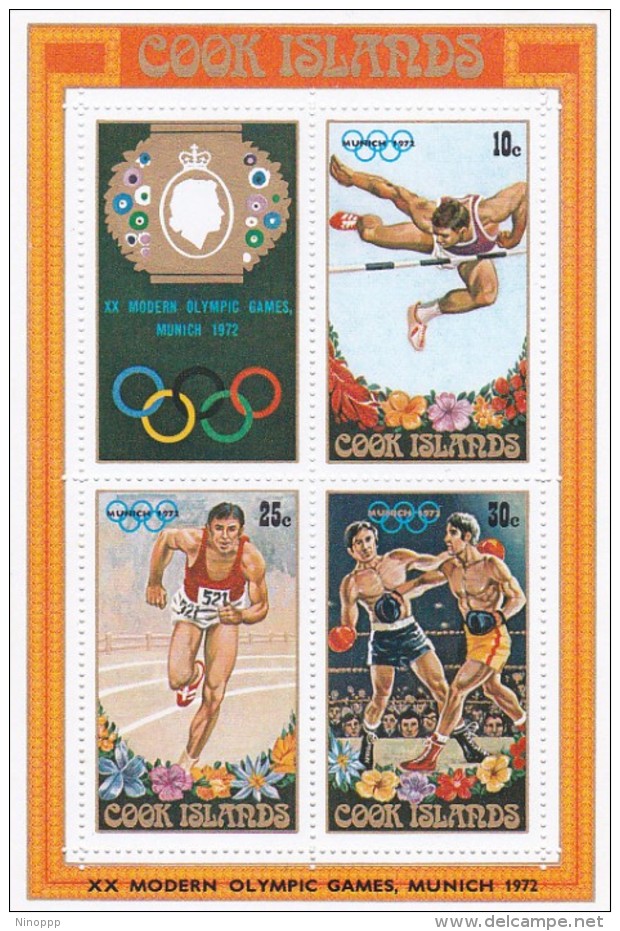 Cook Islands SG MS405 1972  Olympic Games Munich Miniature Sheet MNH - Cook