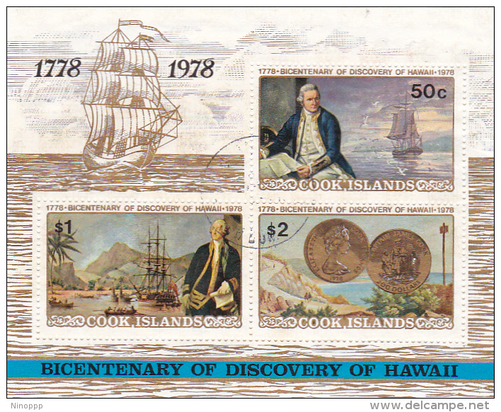 Cook Islands SG MS587 1978 Capt Cook Bicentenary Of Discovery Of Hawaii Miniature Sheet Used - Cook Islands