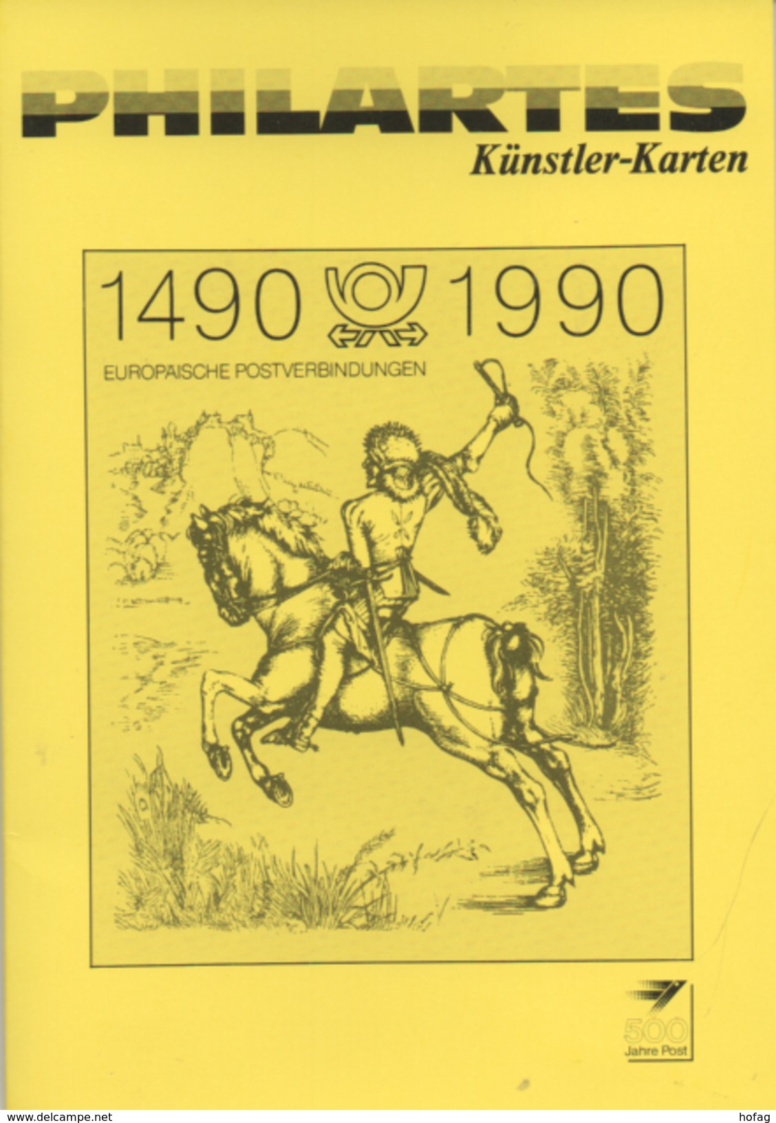 5 Künstlerkarten Philartes 500 Jahre Europäische Postverbindungen ESST -  Artists' Postcards 500 Year Postal Con. FDC - Covers & Documents