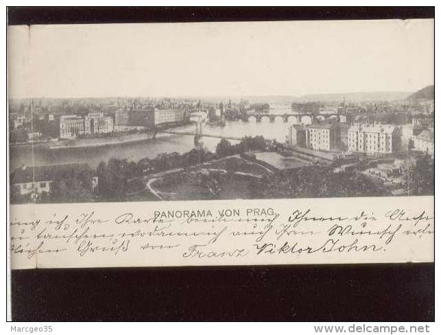 Panorama Von Prag édit. Von Fried En 1899 ( Carl Bellmann ) Format 9,2 X 41,5 Cms Format Triple , Timbre - Tschechische Republik