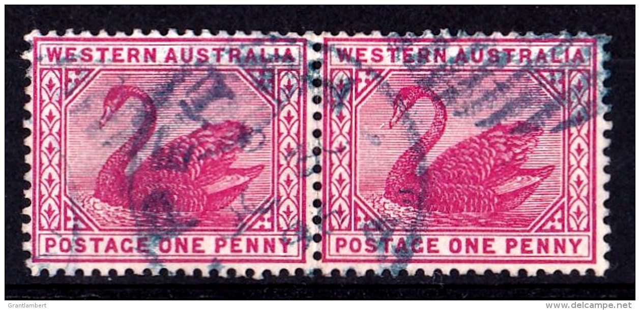 Western Australia 1890 Swan 1d Carmine Crown CA Used Pair  SG 95 - Gebraucht