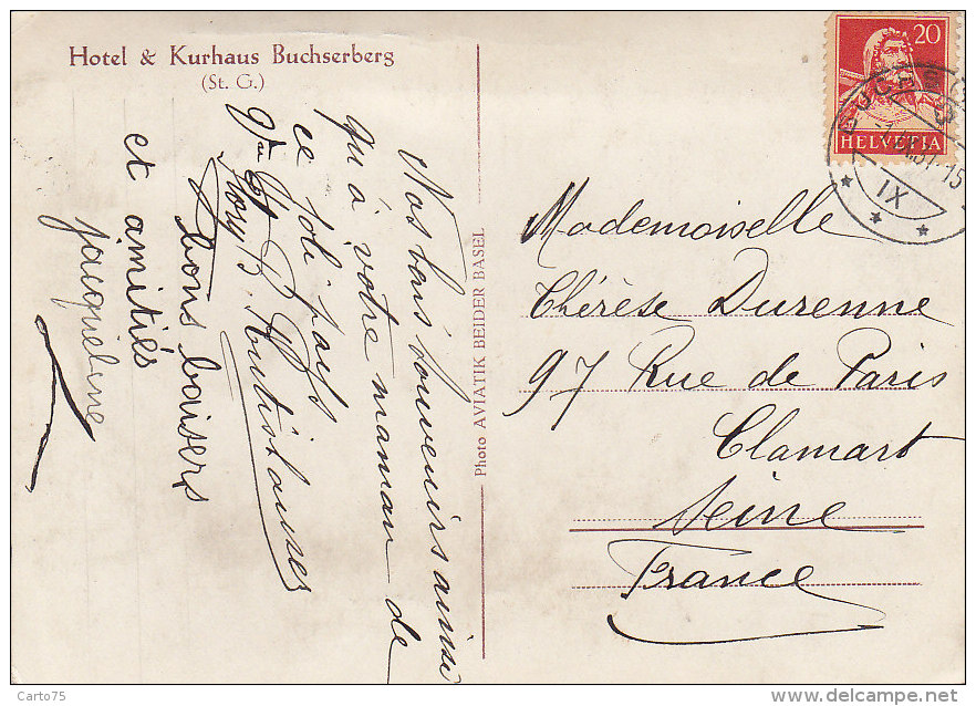 Suisse - Buchs - Hotel Und Kurhaus Buchserberg - Postmarked 1937 - Buchs