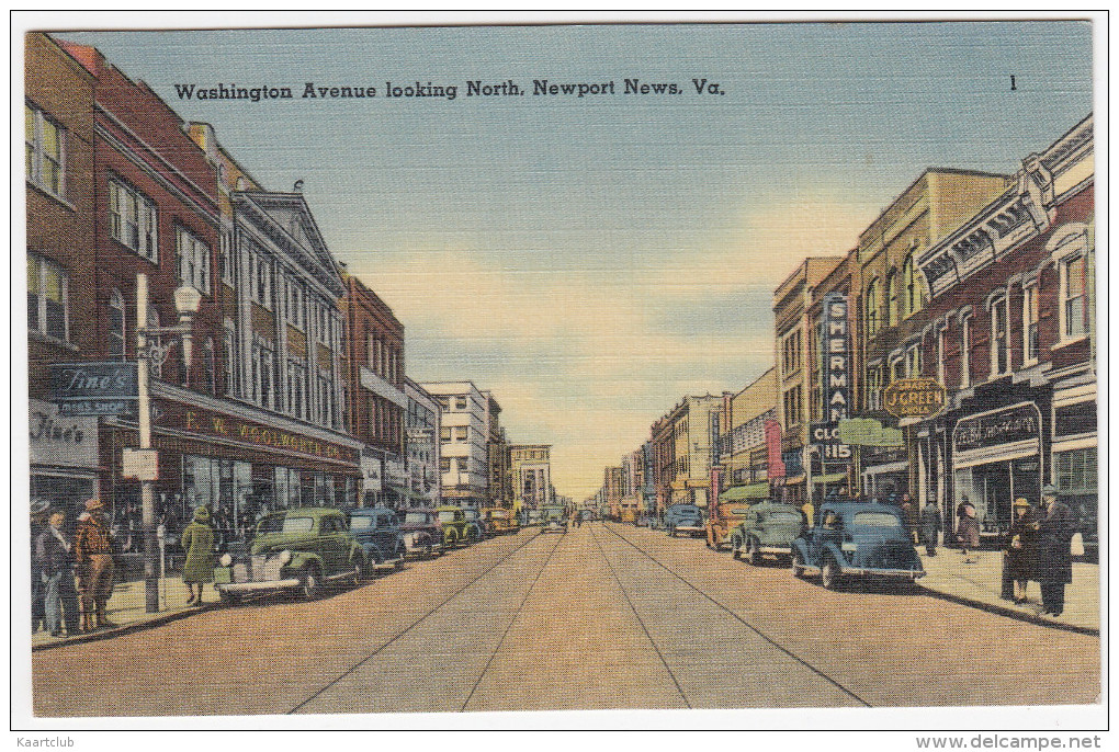 Newport News: BUICK SERIES 41, OLDTIMER CARS - Woolworth,  Washington Avenue Looking North - (Va., USA) - Passenger Cars