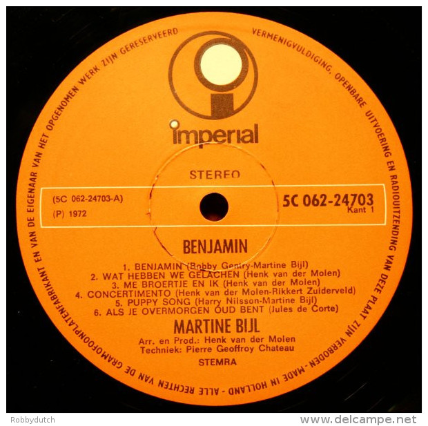 * LP *  MARTINE BIJL - BENJAMIN (Holland 1972) - Andere - Nederlandstalig