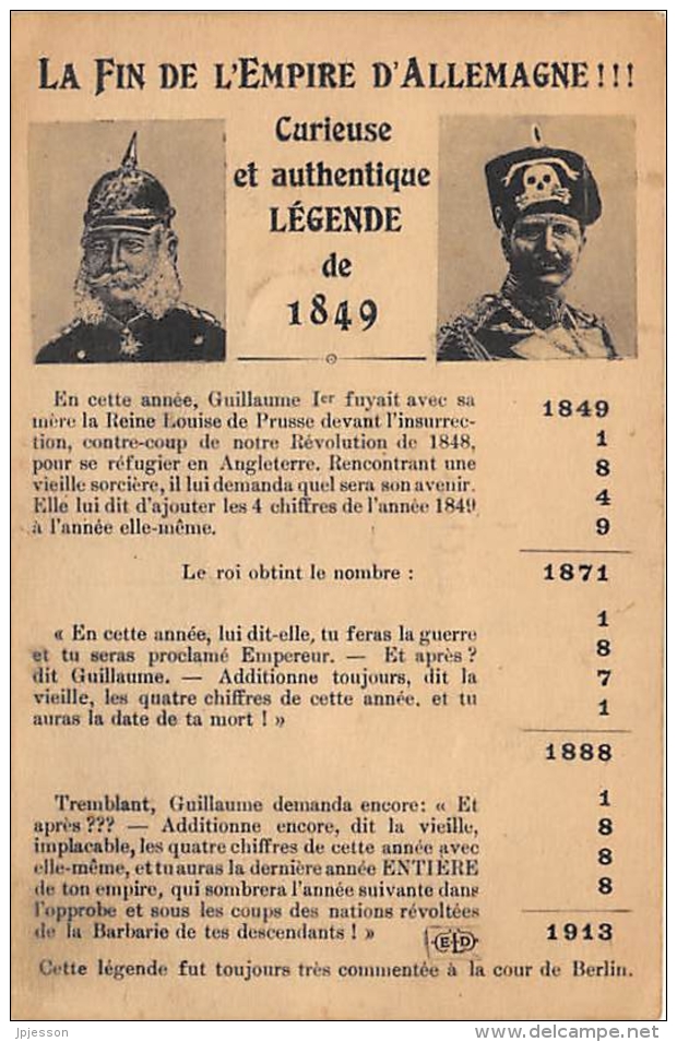 MILITARIA  GUERRE 14 18   CARTE ANTI ALLEMANDE    LA FIN DE L'EMPIRE D'ALLEMAGNE!!! - War 1914-18