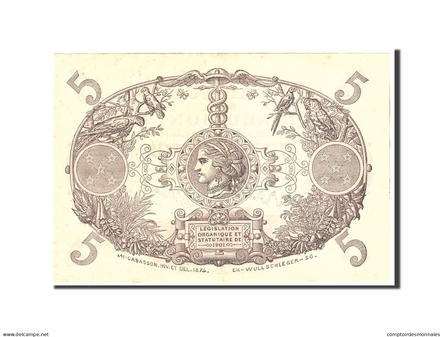 Billet, Réunion, 5 Francs, 1944, Undated, KM:14, SUP - Papeete (Polynésie Française 1914-1985)