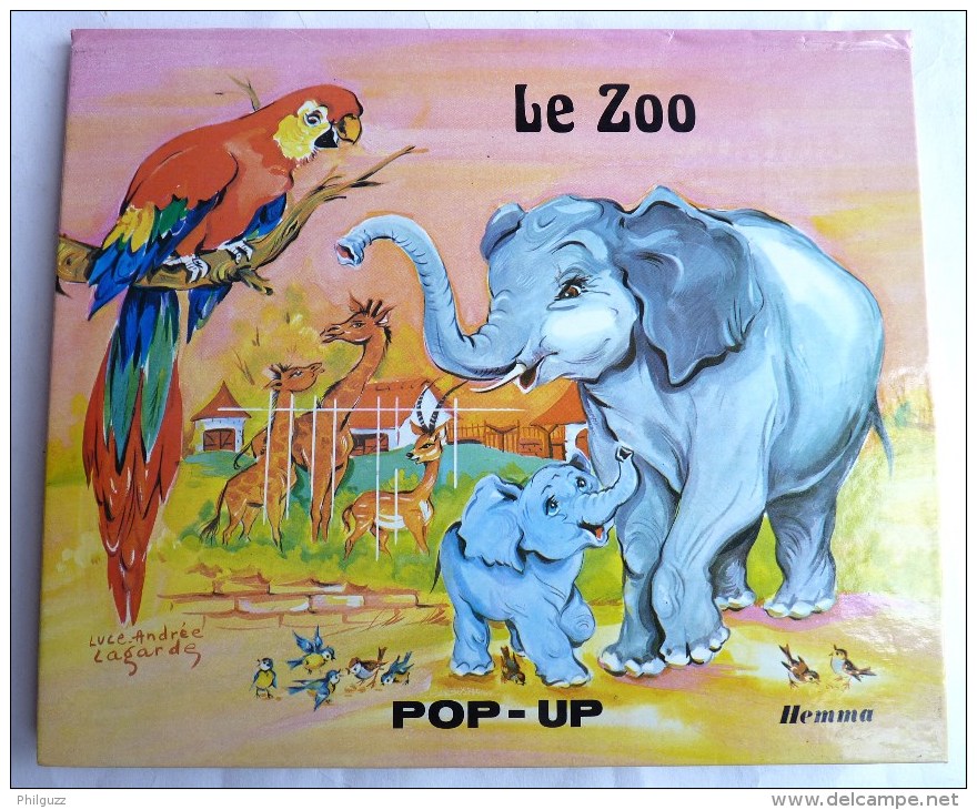 ALBUM POP UP LE ZOO édition Hemma  1973 Illustrations Luce-Andrée Lagarde (1) Pas KUBASTA Enfantina - Disney