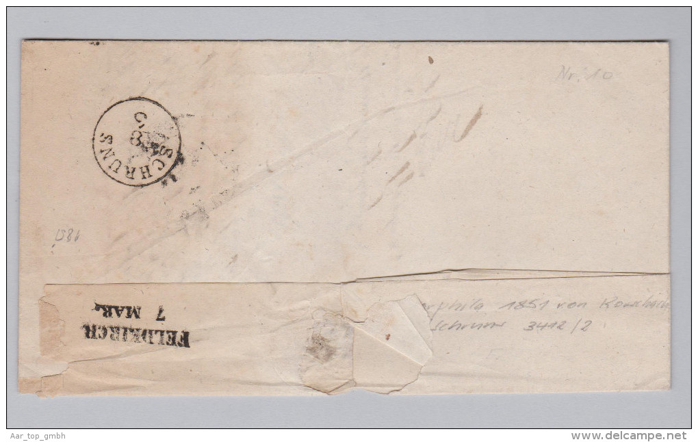 Heimat Schweiz SG RORSCHACH 1851-03-07 Brief Nach Schruns Mit Ankunft Und Transit Stempel - 1843-1852 Federal & Cantonal Stamps