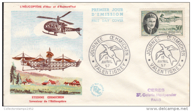 45468- ETIENNE CEHMICHEN, HELICOPTERS, COVER FDC, 1957, FRANCE - Hubschrauber