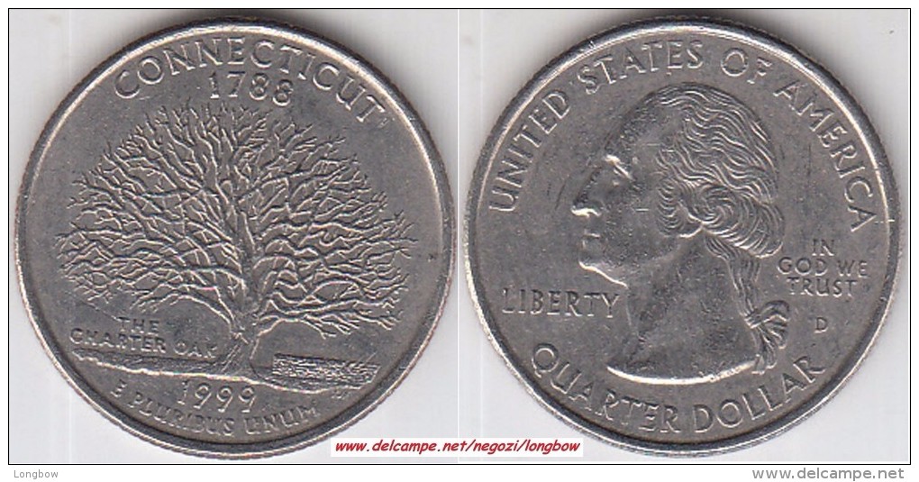 USA 25 Cents 1999 Connecticut Km#297 - Used - 1999-2009: State Quarters