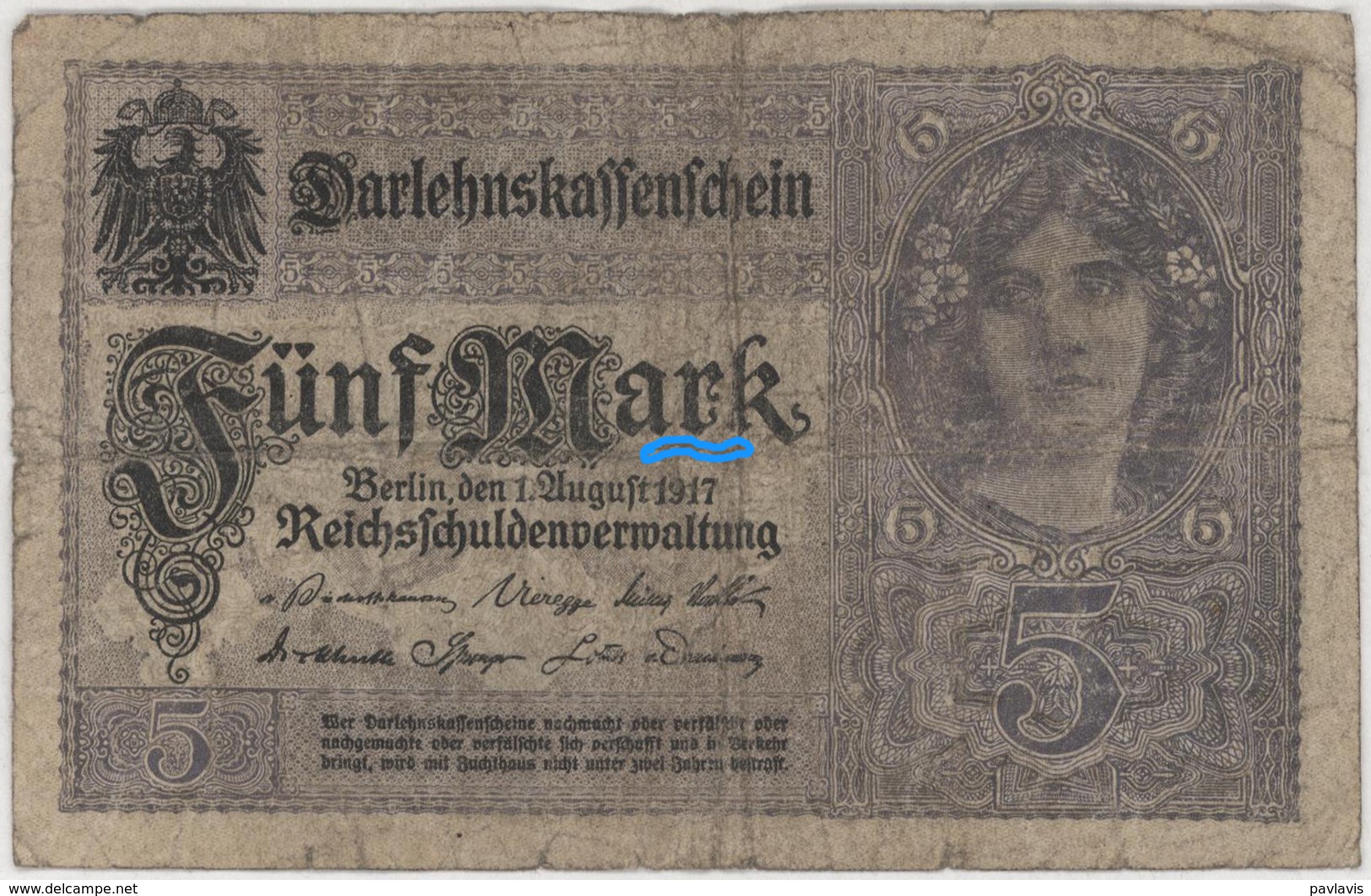 5 Mark - German Empire - Year 1917 - 5 Mark