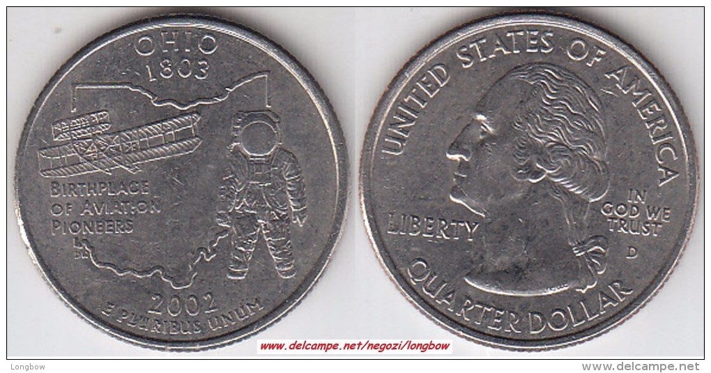 USA 25 Cents 2002 Ohio Km#332 - Used - 1999-2009: State Quarters