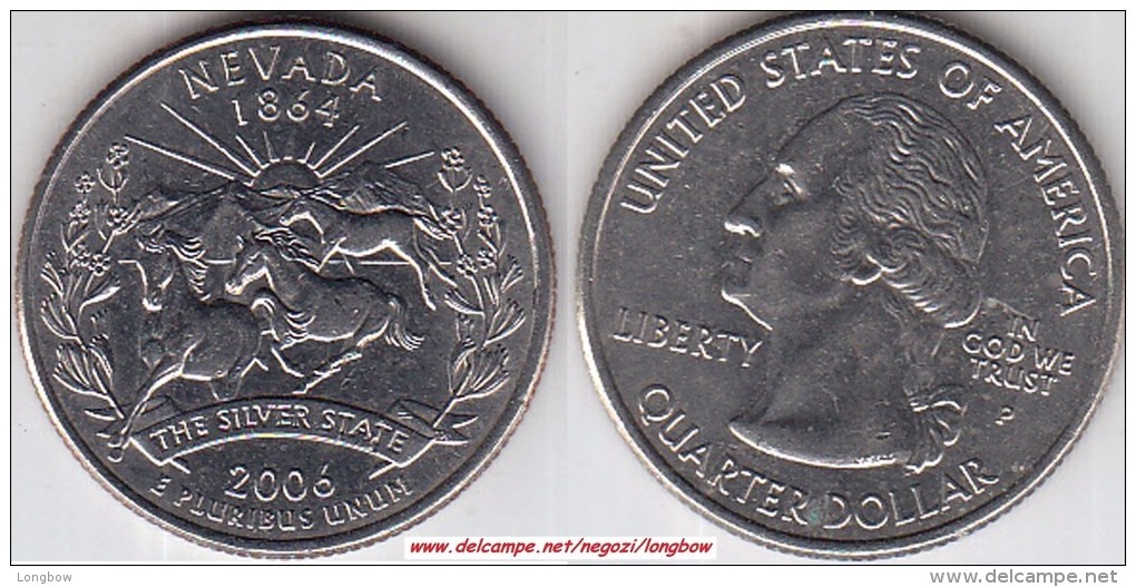 USA 25 Cents 2006 Nevada KM#382 - Used - 1999-2009: State Quarters