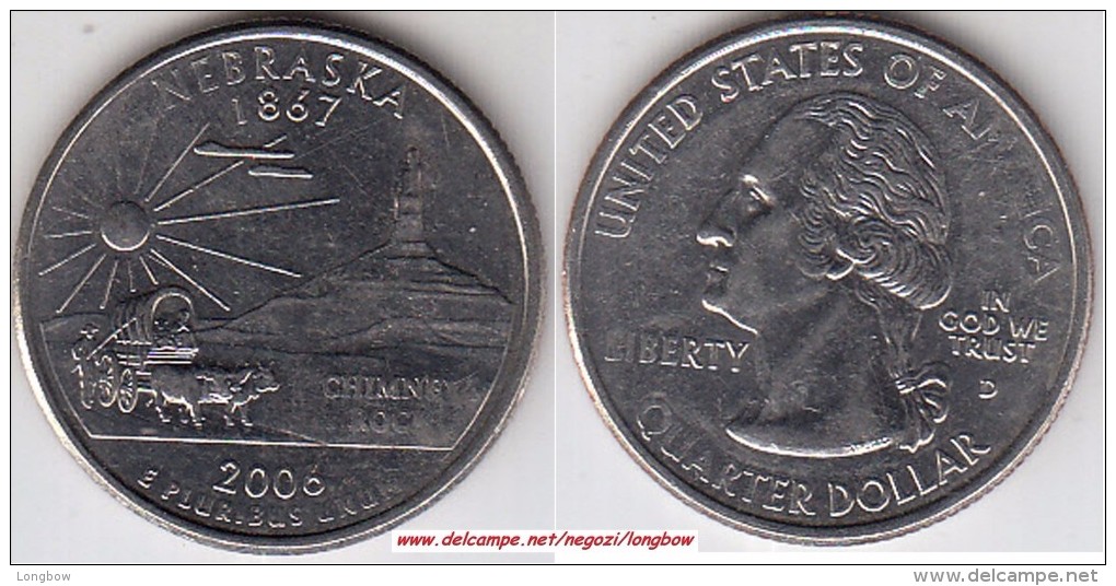 USA 25 Cents 2006 Nebraska KM#383 - Used - 1999-2009: State Quarters