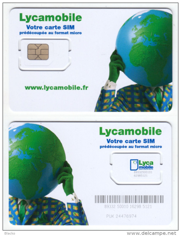 GSM SIM - Mint - France - Unbroken Chip - Lycamobile 5 Diff. - Otros & Sin Clasificación