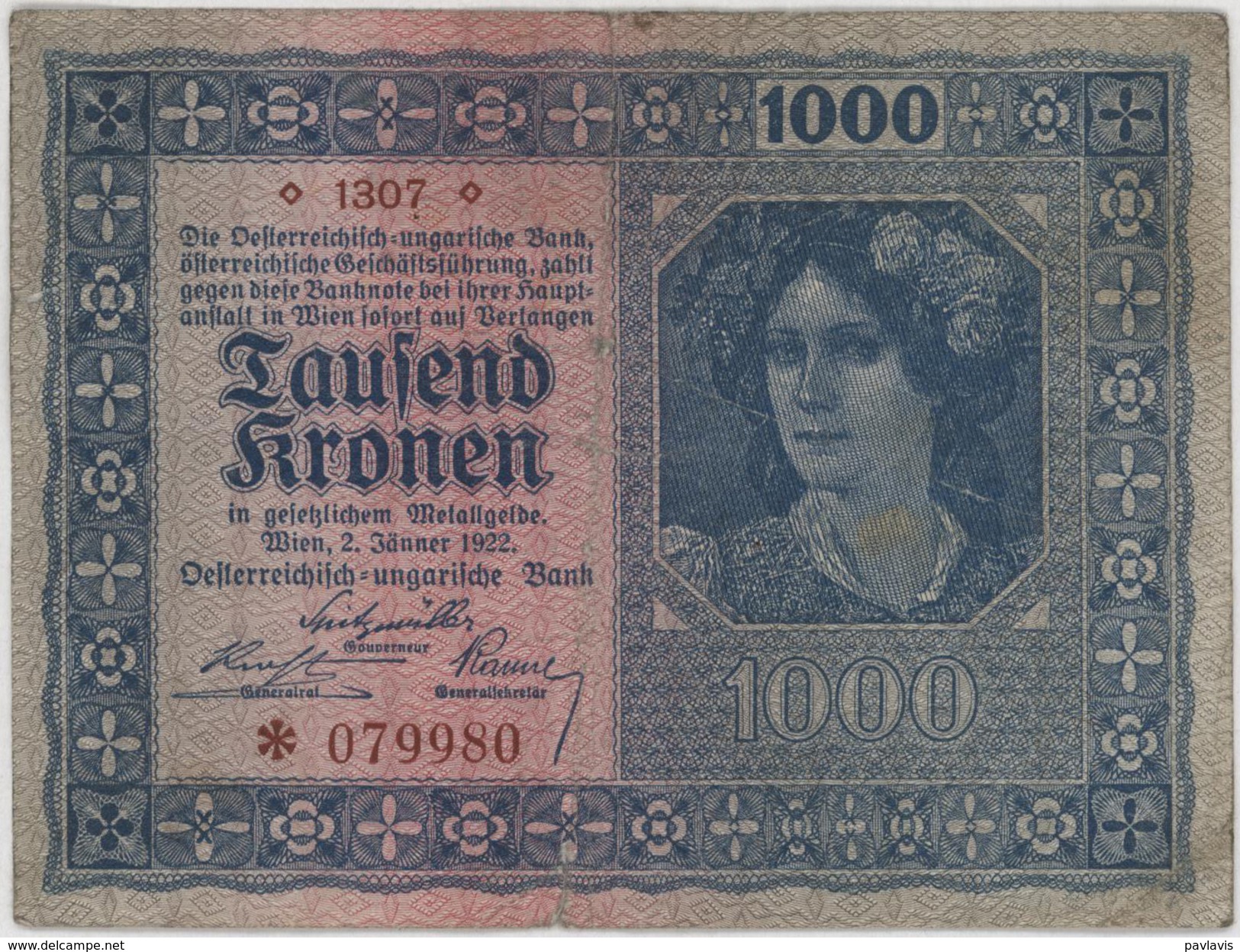 1000 Kronen - Österreich-Ungarn / Austria-Hungary - Year 1922 - Altri – Europa
