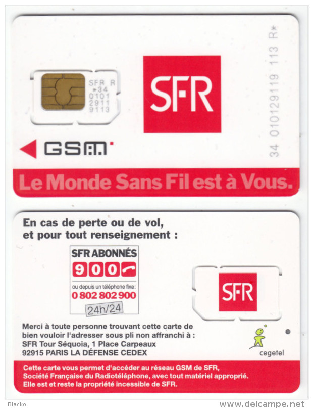 GSM SIM - Mint - France - Unbroken Chip - SFR 4 Diff. - Altri & Non Classificati