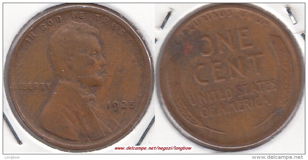 U.S.A. 1 Cent 1925 Lincoln Wheat Bronze Km#132 - Used - 1909-1958: Lincoln, Wheat Ears Reverse