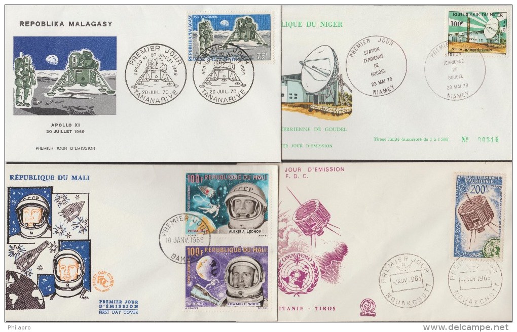 MALI+MADAGASCAR+NIGER+MAURITANIE  FDC  SPACE    Réf  E778 - Other & Unclassified