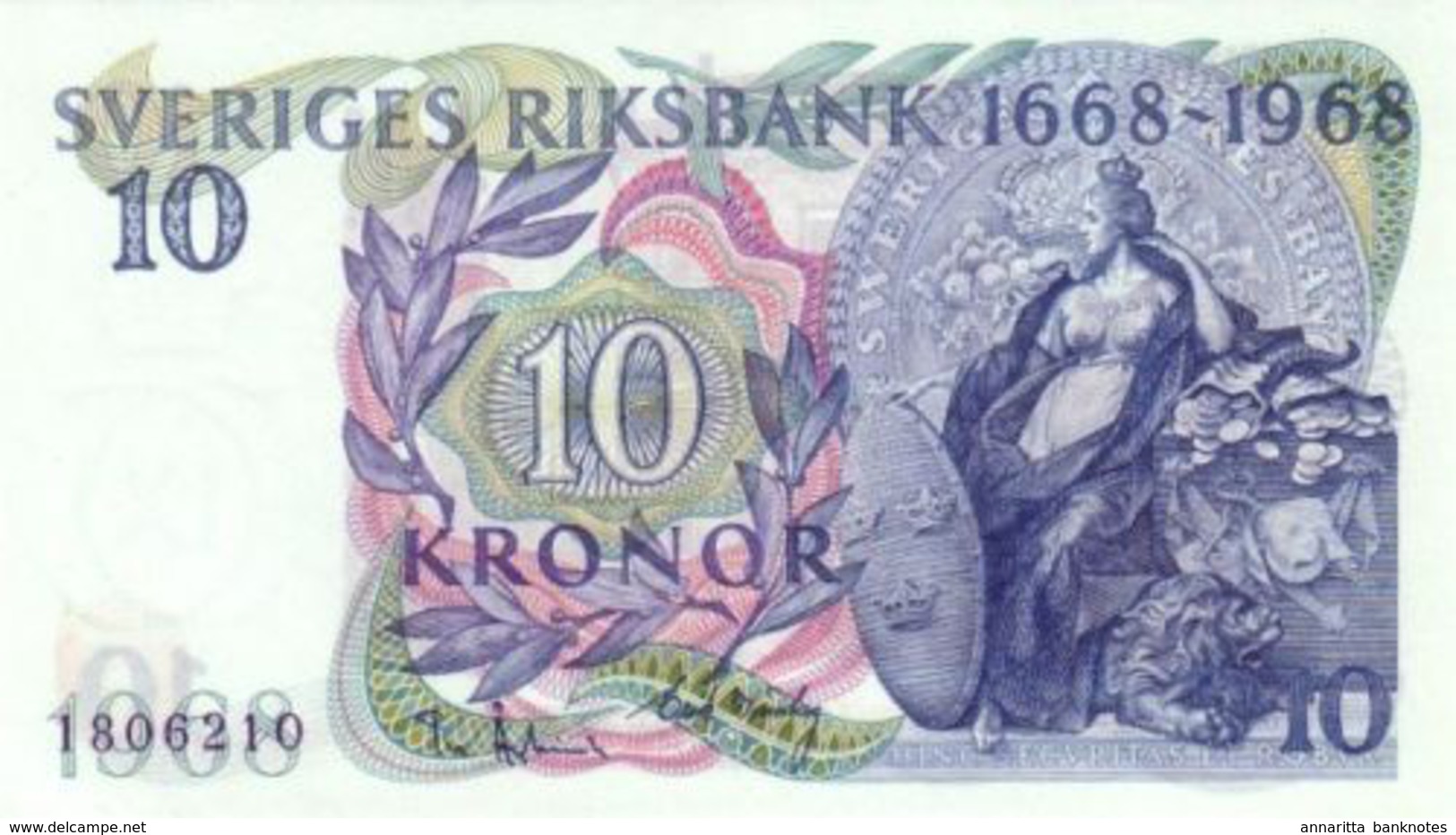 SWEDEN 10 KORONOR 1968 P-56 UNC COMMEMORATIVE [ SE56 ] - Suecia