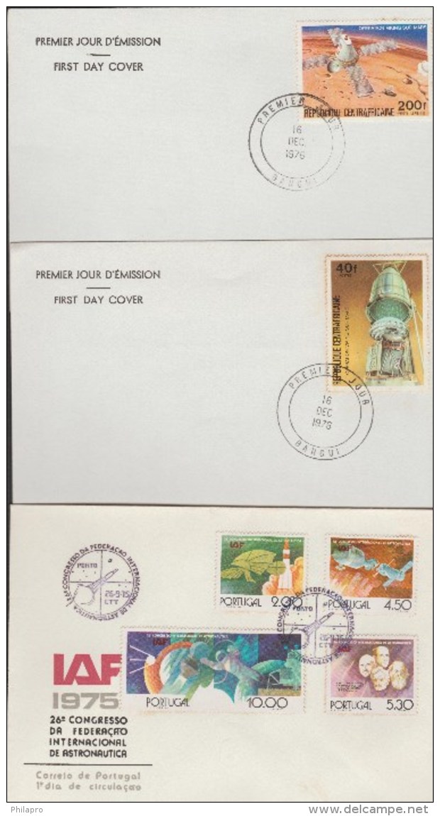 FRANCE+CAMEROUN +CENTRAFRICAINE+PORTUGAL 6  FDC  SPACE    Réf  E782 - Autres & Non Classés